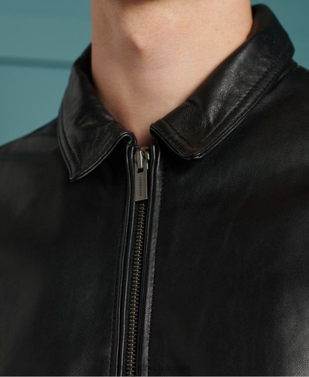 hombres Superdry negro chaqueta de cuero ligera curtis 2R68Z4608