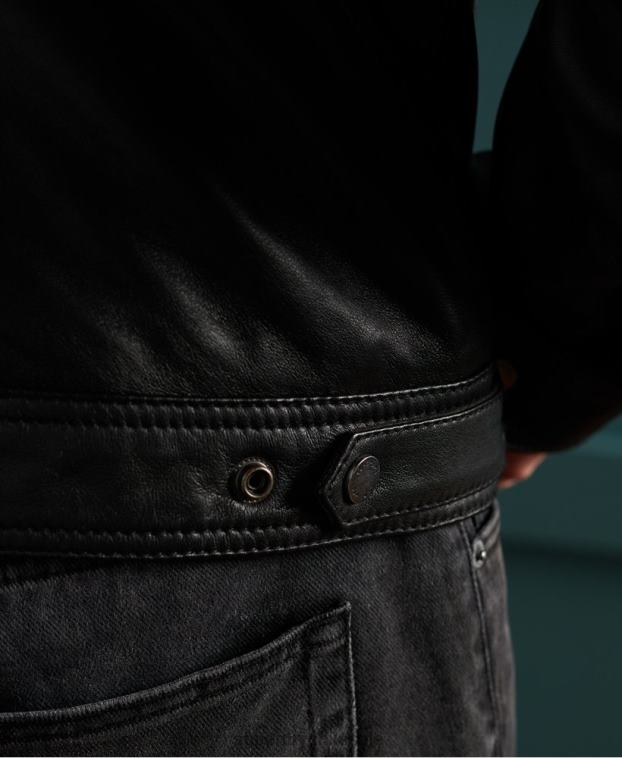 hombres Superdry negro chaqueta de cuero ligera curtis 2R68Z4608