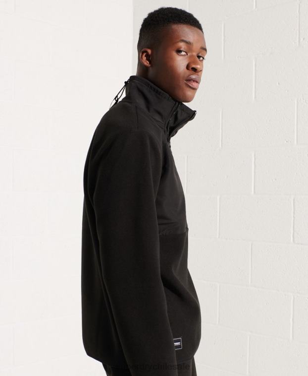 hombres Superdry negro chaqueta de deporte de montaña con media cremallera 2R68Z5132