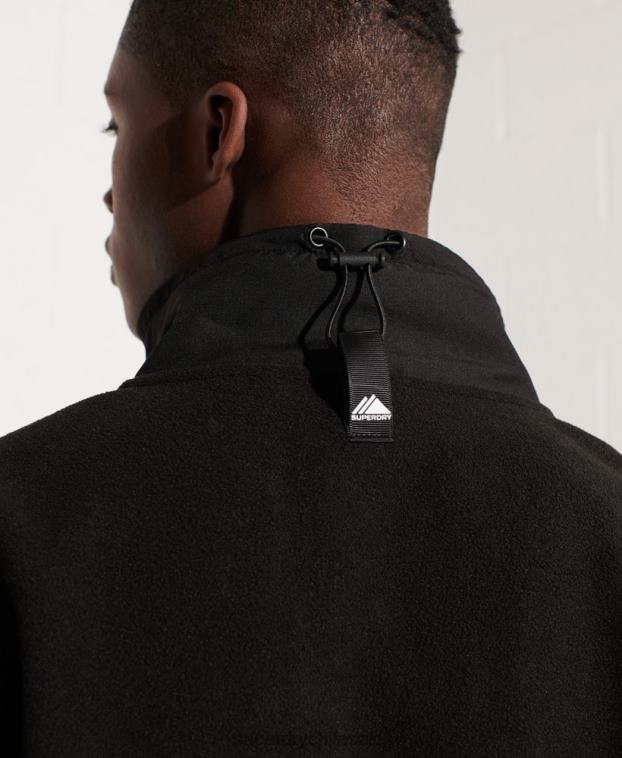 hombres Superdry negro chaqueta de deporte de montaña con media cremallera 2R68Z5132