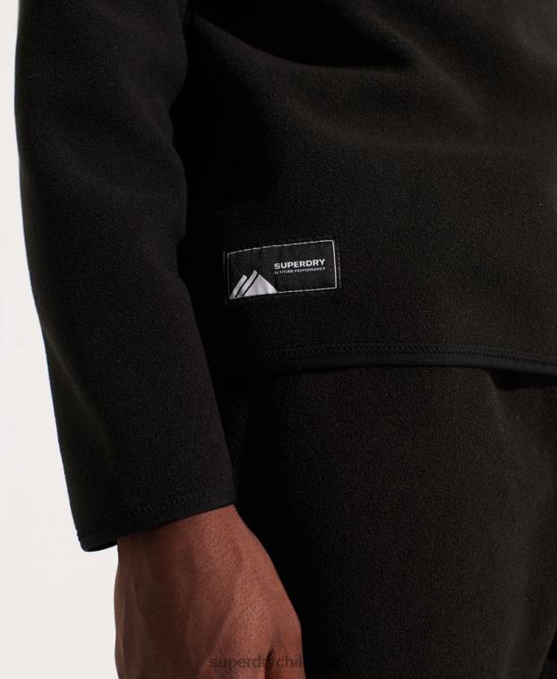 hombres Superdry negro chaqueta de deporte de montaña con media cremallera 2R68Z5132