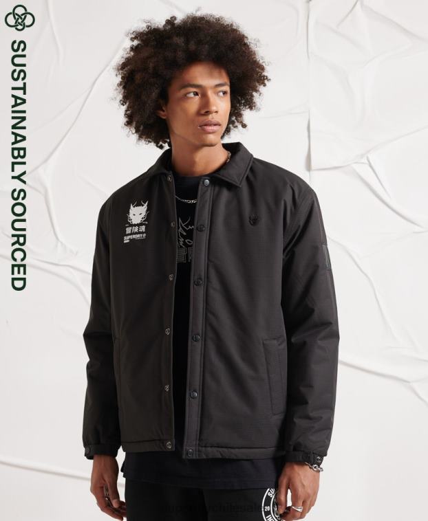 hombres Superdry negro chaqueta de entrenador de la oposición 2R68Z1189