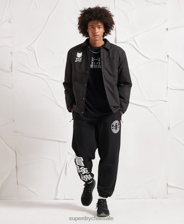 hombres Superdry negro chaqueta de entrenador de la oposición 2R68Z1189