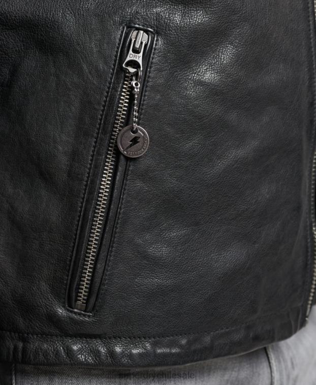 hombres Superdry negro chaqueta de motociclista 2R68Z4776