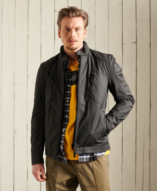 hombres Superdry negro chaqueta de motorista de carbono 2R68Z4688