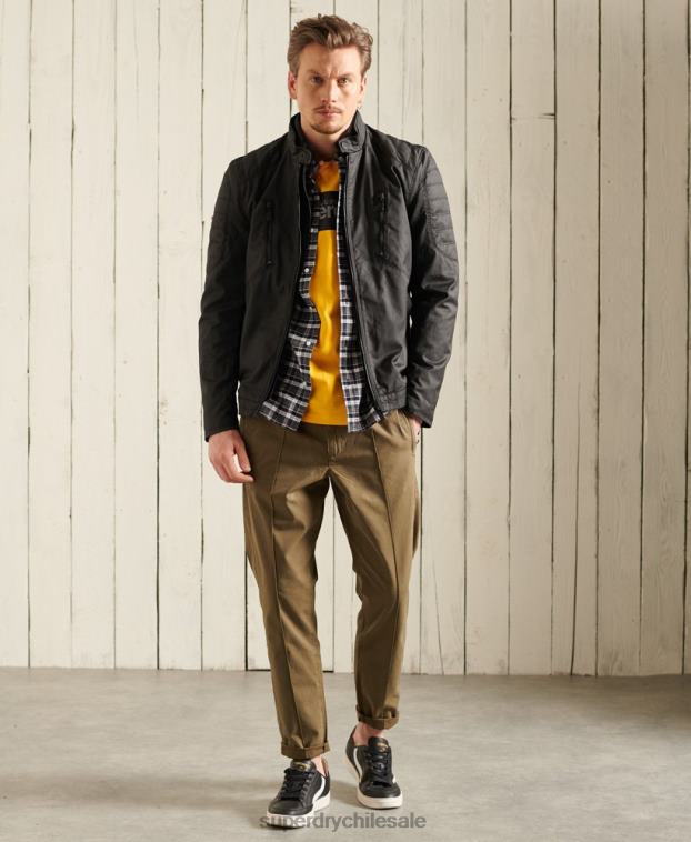 hombres Superdry negro chaqueta de motorista de carbono 2R68Z4688