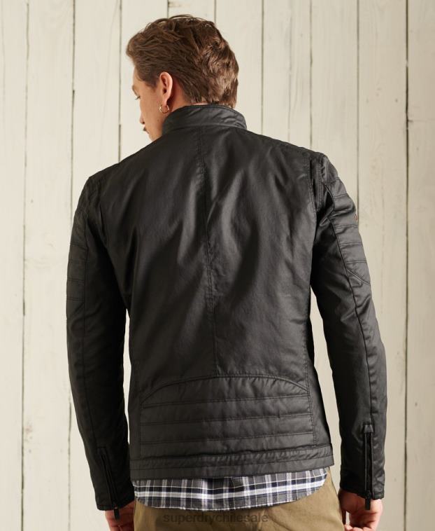 hombres Superdry negro chaqueta de motorista de carbono 2R68Z4688