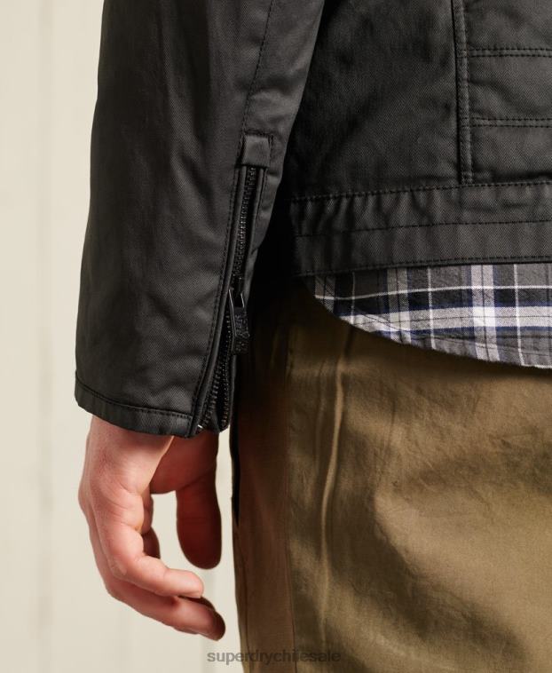hombres Superdry negro chaqueta de motorista de carbono 2R68Z4688