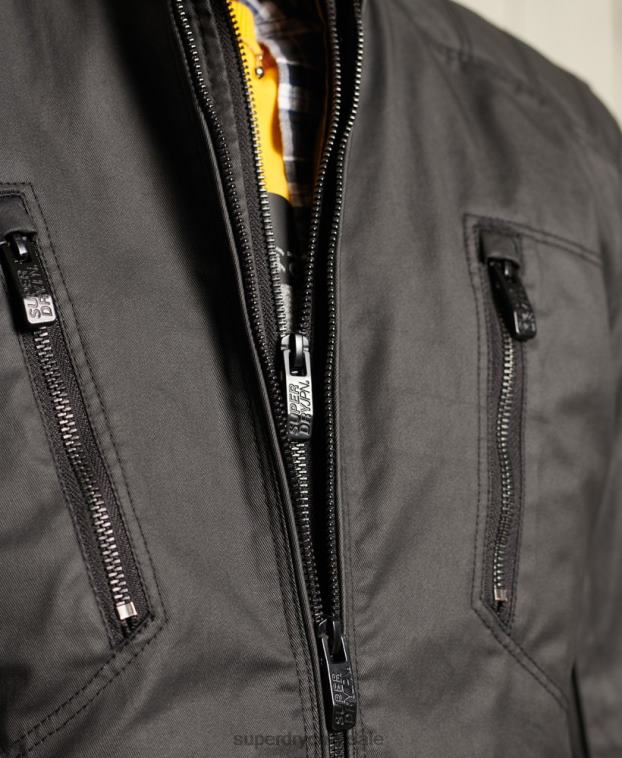 hombres Superdry negro chaqueta de motorista de carbono 2R68Z4688