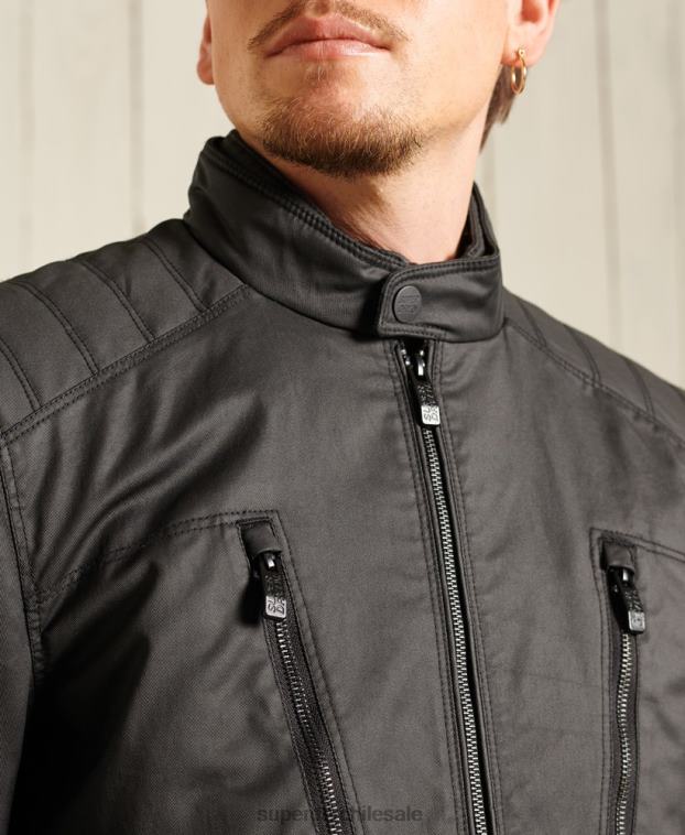 hombres Superdry negro chaqueta de motorista de carbono 2R68Z4688