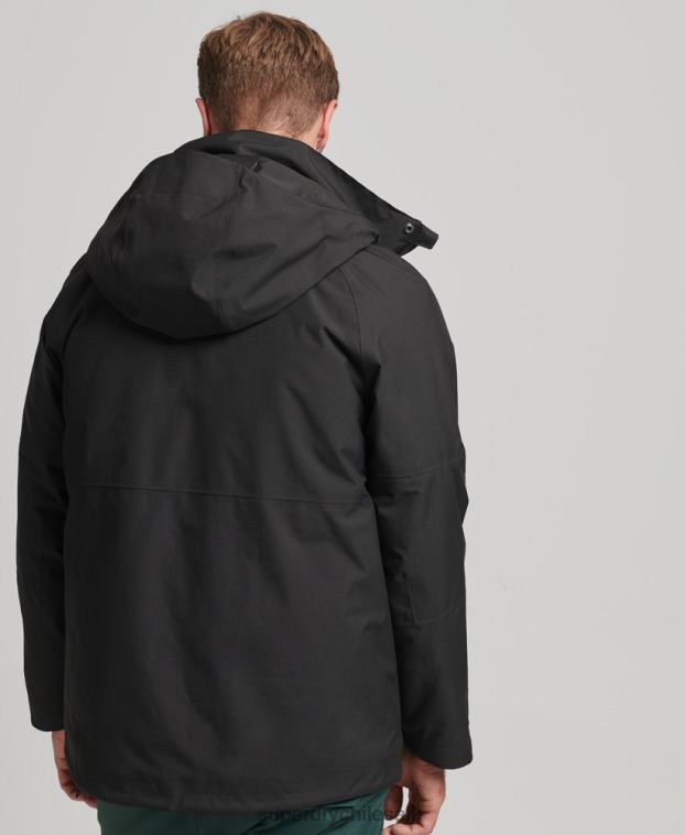 hombres Superdry negro chaqueta de nieve ultra 2R68Z976