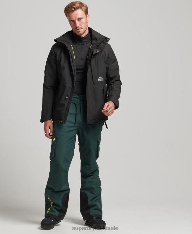 hombres Superdry negro chaqueta de nieve ultra 2R68Z976