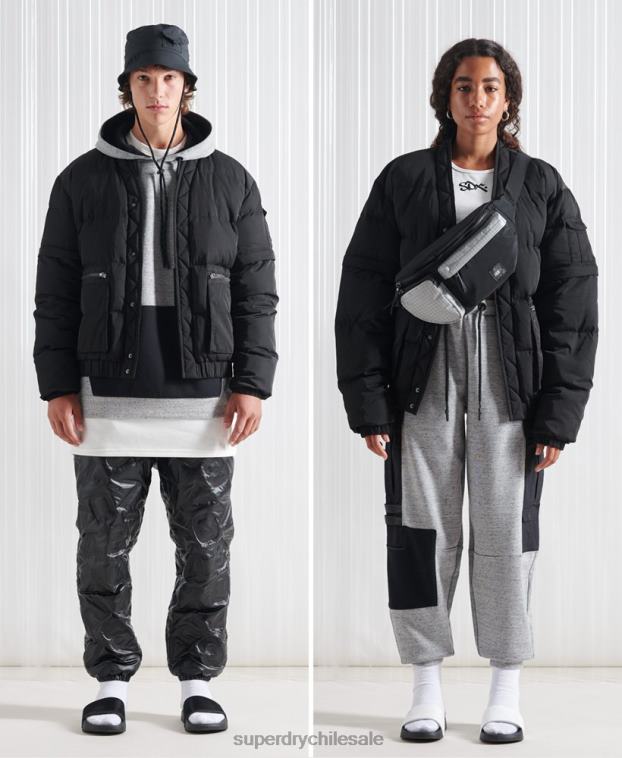 hombres Superdry negro chaqueta de plumón sdx 2 en 1 de edición limitada 2R68Z4670