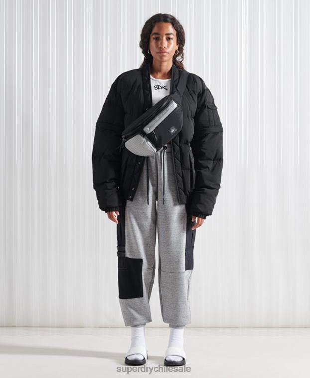 hombres Superdry negro chaqueta de plumón sdx 2 en 1 de edición limitada 2R68Z4670