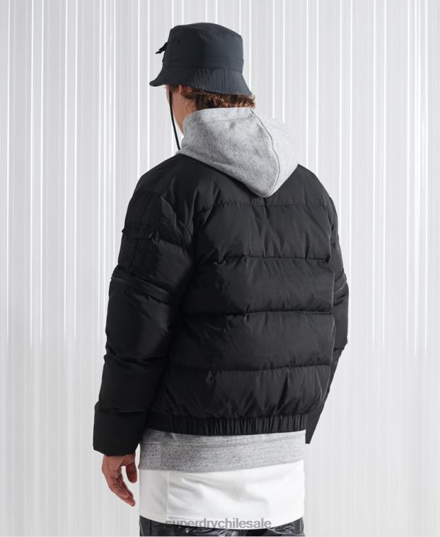 hombres Superdry negro chaqueta de plumón sdx 2 en 1 de edición limitada 2R68Z4670