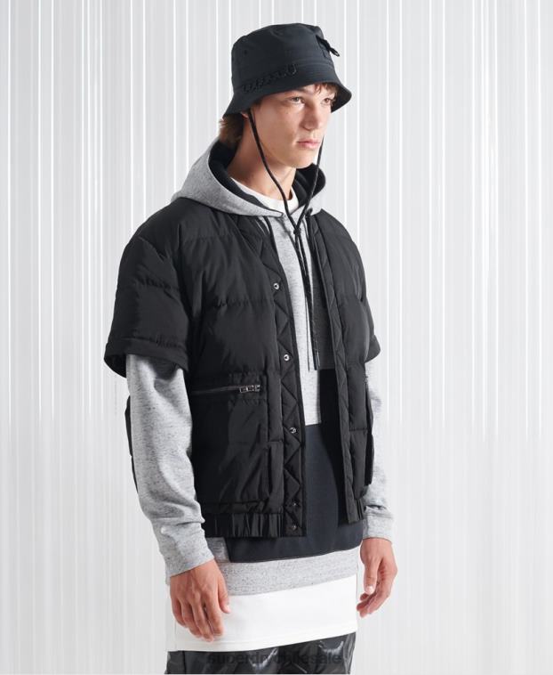 hombres Superdry negro chaqueta de plumón sdx 2 en 1 de edición limitada 2R68Z4670