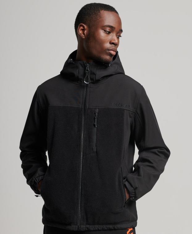 hombres Superdry negro chaqueta de trekking híbrida 2R68Z943