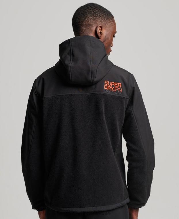 hombres Superdry negro chaqueta de trekking híbrida 2R68Z943