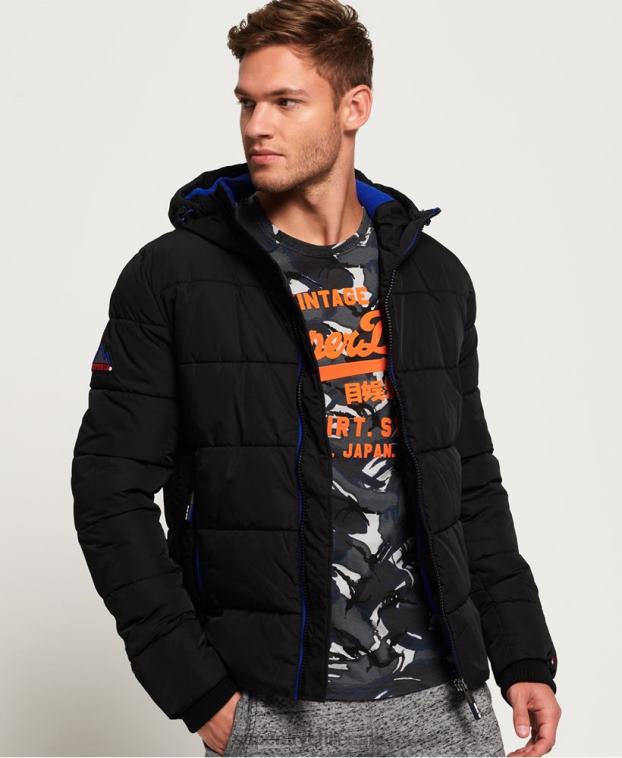 hombres Superdry negro chaqueta deportiva acolchada 2R68Z1170