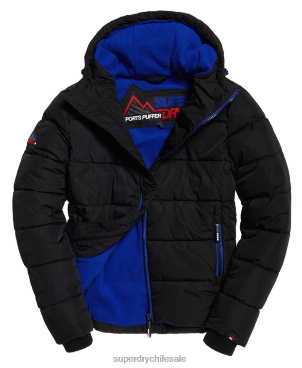hombres Superdry negro chaqueta deportiva acolchada 2R68Z1170