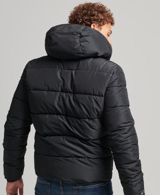 hombres Superdry negro chaqueta deportiva acolchada con capucha 2R68Z1051