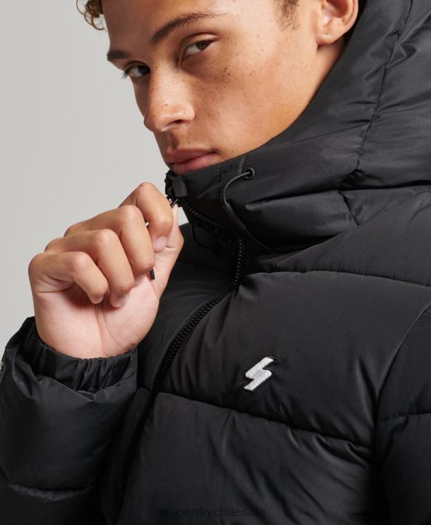 hombres Superdry negro chaqueta deportiva acolchada con capucha 2R68Z1051
