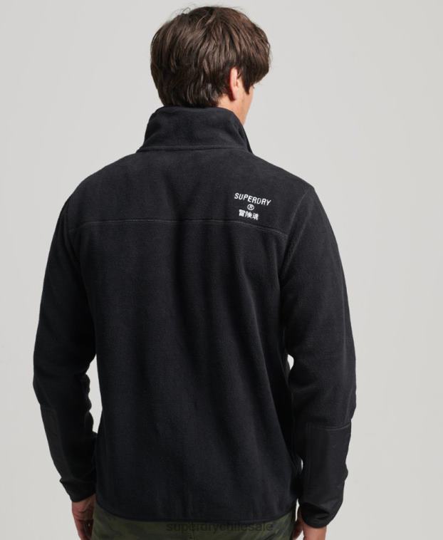 hombres Superdry negro chaqueta deportiva con cremallera y logo 2R68Z4996