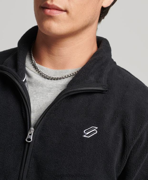 hombres Superdry negro chaqueta deportiva con cremallera y logo 2R68Z4996