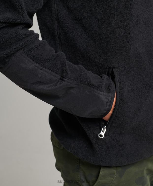 hombres Superdry negro chaqueta deportiva con cremallera y logo 2R68Z4996
