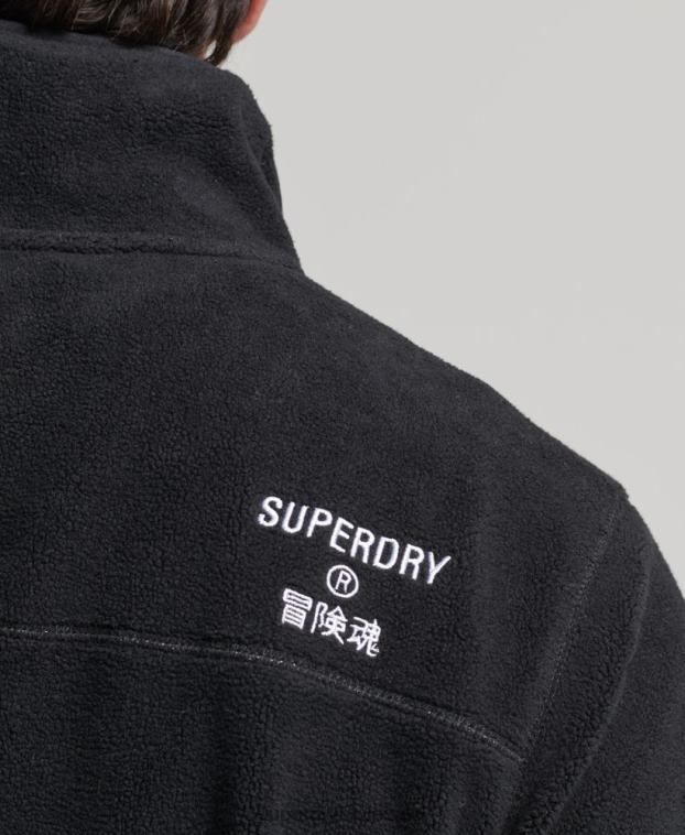 hombres Superdry negro chaqueta deportiva con cremallera y logo 2R68Z4996