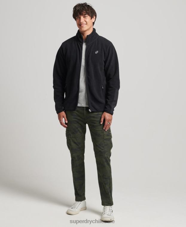 hombres Superdry negro chaqueta deportiva con cremallera y logo 2R68Z4996