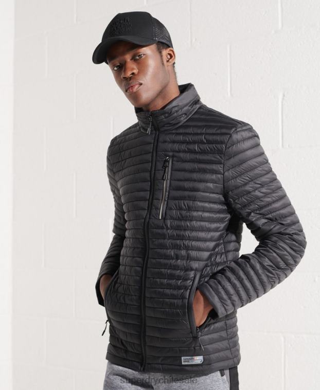 hombres Superdry negro chaqueta fuji plegable con microcolcha 2R68Z1184