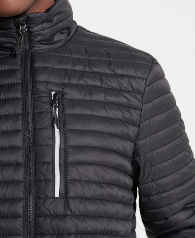 hombres Superdry negro chaqueta fuji plegable con microcolcha 2R68Z1184