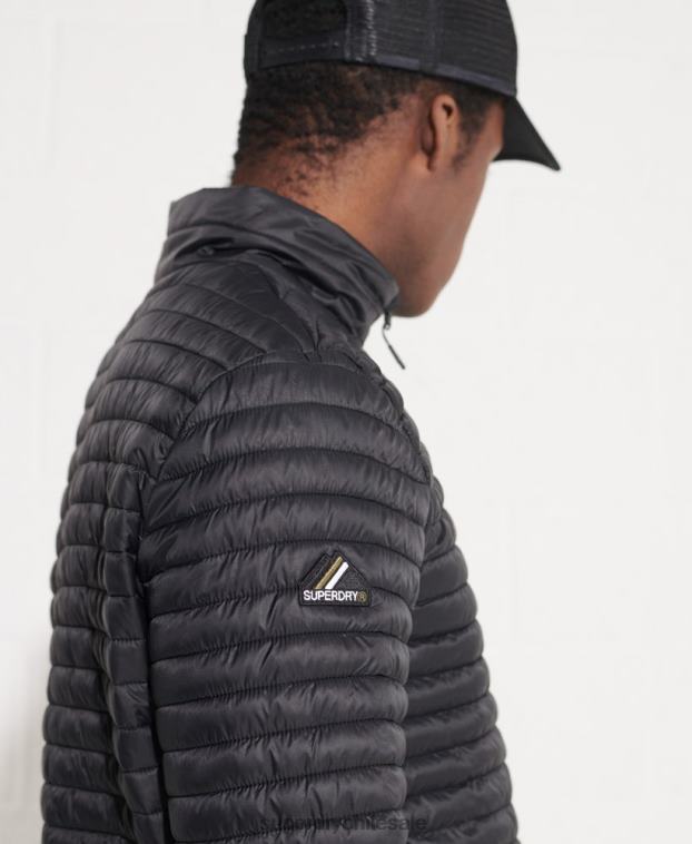 hombres Superdry negro chaqueta fuji plegable con microcolcha 2R68Z1184