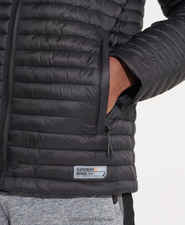 hombres Superdry negro chaqueta fuji plegable con microcolcha 2R68Z1184