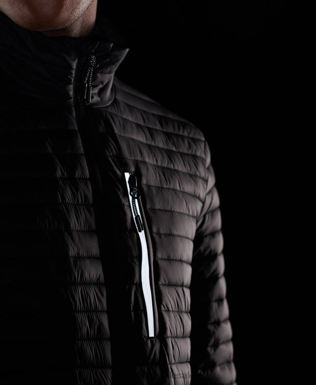 hombres Superdry negro chaqueta fuji plegable con microcolcha 2R68Z1184