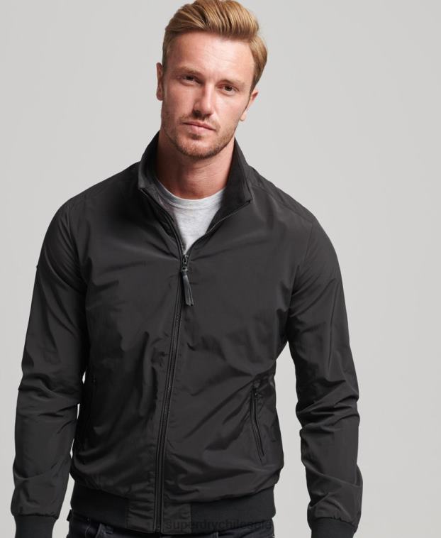 hombres Superdry negro chaqueta harrington 2R68Z4563