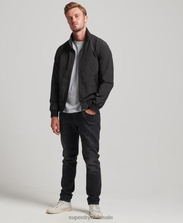 hombres Superdry negro chaqueta harrington 2R68Z4563