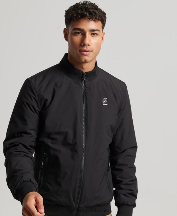 hombres Superdry negro chaqueta harrington de entrenamiento 2R68Z1038