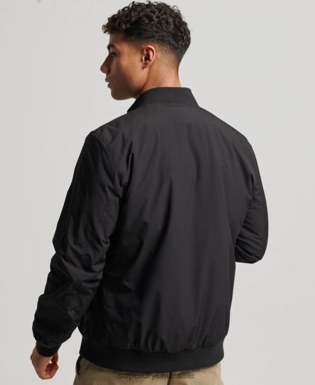 hombres Superdry negro chaqueta harrington de entrenamiento 2R68Z1038