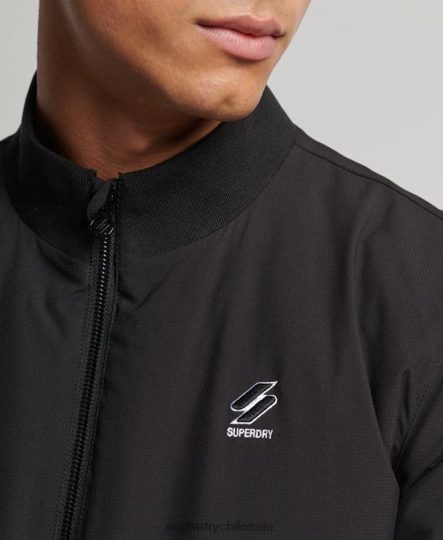 hombres Superdry negro chaqueta harrington de entrenamiento 2R68Z1038