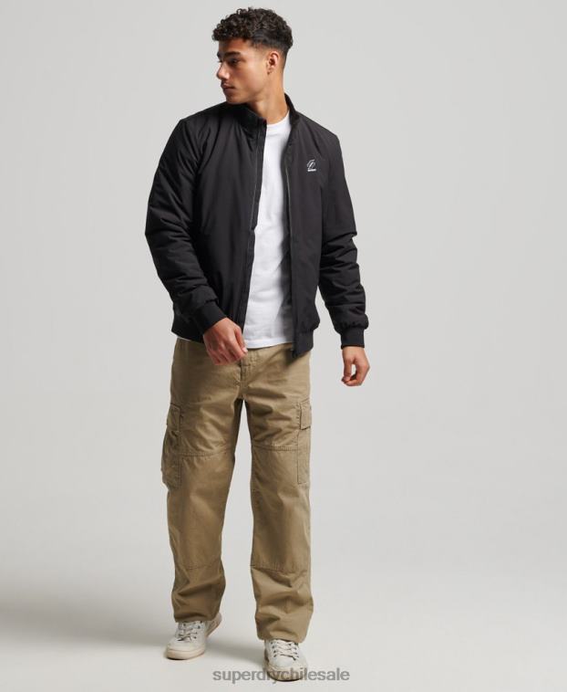 hombres Superdry negro chaqueta harrington de entrenamiento 2R68Z1038