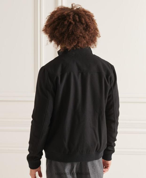 hombres Superdry negro chaqueta harrington de lana studios 2R68Z4672