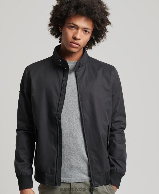 hombres Superdry negro chaqueta harrington icónica 2R68Z4611