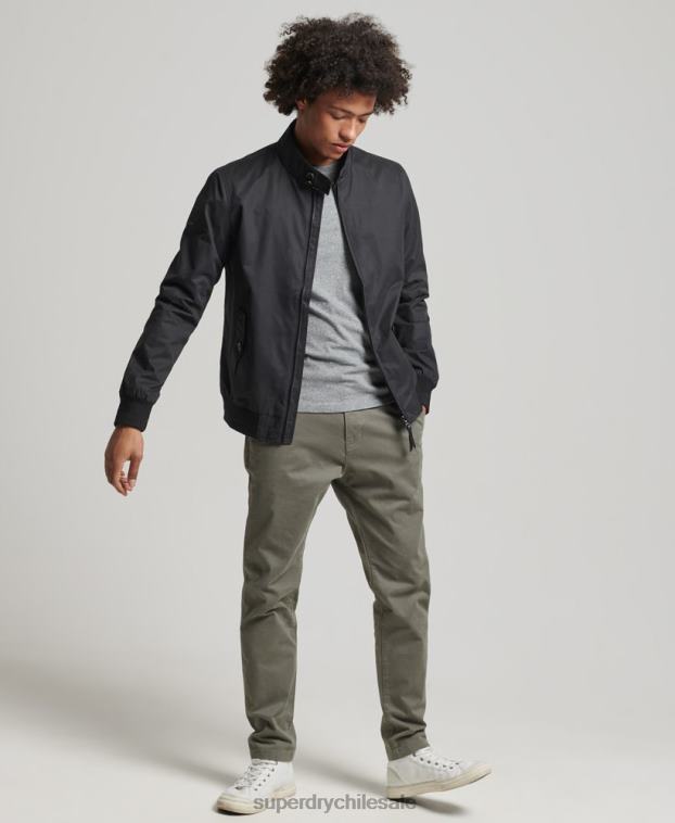 hombres Superdry negro chaqueta harrington icónica 2R68Z4611