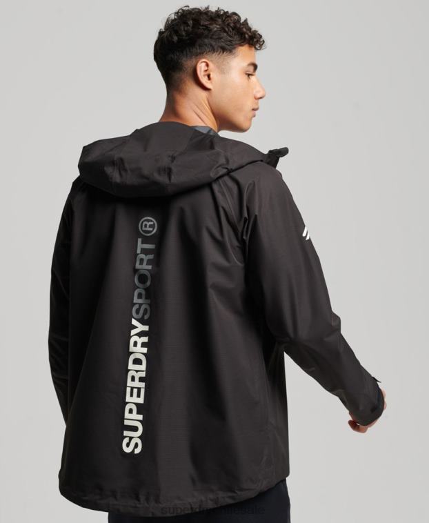 hombres Superdry negro chaqueta impermeable 2R68Z1104