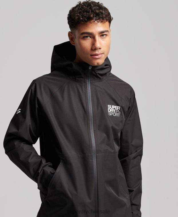 hombres Superdry negro chaqueta impermeable 2R68Z1104