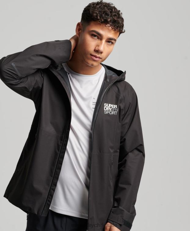 hombres Superdry negro chaqueta impermeable 2R68Z1104