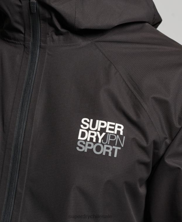 hombres Superdry negro chaqueta impermeable 2R68Z1104