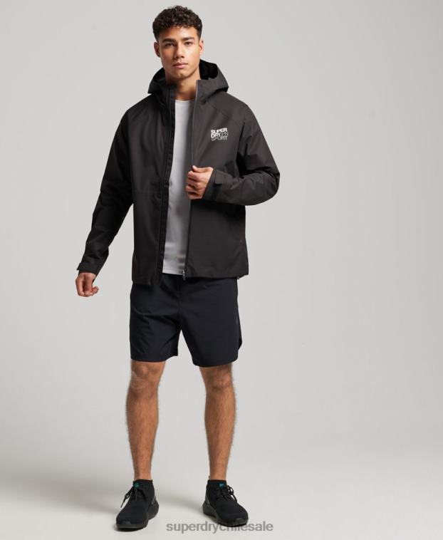 hombres Superdry negro chaqueta impermeable 2R68Z1104
